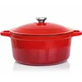 Produktbild: Gusseisentopf 6L Bräter | Gusseisen Topf rot - Schmortopf |Bratentopf | Bratpfanne | Kochtopf| Dutch Oven - Rot