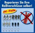Produktbild: Reißverschluss Reparatur Set 24 teilig Zipper Schieber Metall Reparaturset NEU