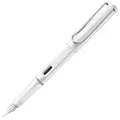 Produktbild: Lamy safari white Füller - Füllhalter mit ergonomischem Griff & polierter Linkshänder-Stahlfeder (LH) in Strichbreite M - robuster ASA-Kunststoff - inkl. Tintenpatrone T 10 blau