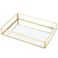 Produktbild: Rechteckige Phnom Penh Glasablage Gold Tablett Spiegel Rechteck Spiegel Tablett Kann Parfüm Schmuck Kosmetik halten(S.)