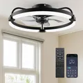 Produktbild: Ensenior Deckenventilator mit Beleuchtung, 50cm Deckenlampe mit Ventilator & Fernbedienung, 6 Geschwindigkeiten Leise, Stufenlos Dimmbar (3000K-6500K), Flaches Design für Schlafzimmer Büro - Schwarz