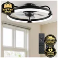 Produktbild: Deckenventilator mit Beleuchtung 50cm Schwarz Fernbedienung 6 Geschwindigkeiten