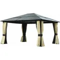 Produktbild: Luxus Pavillon Gartenpavillon Alu Partyzelt Gartenzelt mit lichtdurchlässigem pc Dach 420 x 360 x 275 cm - Outsunny