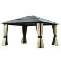 Produktbild: Outsunny Luxus Pavillon Gartenpavillon Alu Partyzelt Gartenzelt mit lichtdurchlässigem PC Dach 420 x 360 x 275 cm