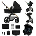 Produktbild: Kinderkraft MOOV 2 XL 3in1 Kombikinderwagen – Buggy, Babywanne & MINK PRO i-Size Autositz, Luftreifen, Zubehör, Schwarz - Schwarz