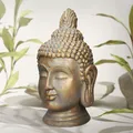 Produktbild: Buddha Kopf Statue Dekofigur Deko Figur Feng Shui Bronzeoptik Polyresin 74,5 cm