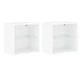 Produktbild: vidaXL Nachttisch Wand-Nachttische mit LED Leuchten 2 Stk Weiß