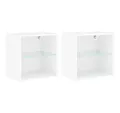 Produktbild: vidaXL TV-Wand Wand-Nachttische mit LED-Leuchten 2 Stk. Weiß, (2-St)