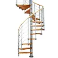 Produktbild: Dolle Spindeltreppe Oslo Ø120cm mit 252-276cm Geschosshöhe 11 Stufen Buche lackiert Geländer grau, mitlaufende Edelstahlstäbe