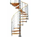 Produktbild: Dolle Spindeltreppe Oslo Ø120cm Mit 252-276cm Geschosshöhe 11 Stufen Buche Lackiert Geländer Grau, Mitlaufende Edelstahlstäbe