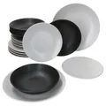 Produktbild: Nero Bianco 18-tlg. Tellerset Weiß Schwarz 6 Personen Teller tief flach Bowl