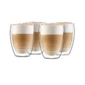 Produktbild: GLASWERK Doppelwandiges Latte Macchiato Design Glas (4 x 330 ml) Kaffeetasse Design - doppelwandige Tasse, transparente Tasse, spülmaschinenfeste Teetasse, Kaffeetasse