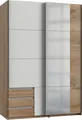Produktbild: Wimex Schwebetürenschrank Emden (mit Schwebetüren, Schubladen, Einlegeböden, Kleiderstangen, 1-St., moderne Optik, mit Spiegel, alufabene Metallgriffleisten) 135x64x198cm plankeneiche weiß Spiegel