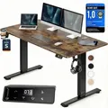 Produktbild: CASARIA® Höhenverstellbarer Schreibtisch elektrisch 120 x 60 cm mit Wireless Charger & USB-C/A Anschluss LCD-Display Memory-Funktion 80 kg belast... - Braun