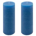 Produktbild: Rustik-Kerze Höhe 20 cm Ø 7,5 cm lange Brenndauer Rund-Kerze Säulenkerzen Kerzen-Deko Tafelkerzen Weihnachts-Kerzen Hochzeits-Deko (blau, 2)