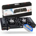 Produktbild: Doppel Kartuschenkocher 2 flammig Camping Gaskocher Outdoor Campingkocher Herd 2in1 DOPPEL 2Fach Gasherd Ofen Kochfeld ohne Gaskartuschen