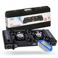 Produktbild: ZMC Campingkocher 2 flammig Outdoor Camping Gaskocher Grillplatte +Gaskartuschen