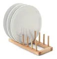 Produktbild: Continenta Tellerständer für 6 Teller, Tellerablage, Tellerregal aus Gummibaumholz, Größe: 30 x 12 x 9 cm (ohne Teller)