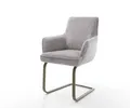 Produktbild: DELIFE Freischwinger Heira-Flex mit Armlehnen Cord Silbergrau Freischwinger flach Effektfinish Titan Taschenfederkern