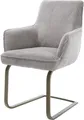 Produktbild: DELIFE Polsterstuhl Heira-Flex, mit Armlehnen Freischwinger flach Effektfinish Titan Cord Silbergrau T