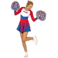 Produktbild: Metamorph Kostüm Cheerleaderin rot-blau, Langärmeliges Cheerleaderkleid zum Jubeln rot 40