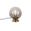 Produktbild: Qazqa - Art Deco Art Deco Tischlampe Messing mit Rauchglas - Pallon I Wohnzimmer I Schlafzimmer - Kugel I Kugelförmig - LED geeignet E27