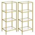Produktbild: VASAGLE Regal mit 4 Ablagen, 2er Set, Badregal, gehärtetes Glas, einfache Montage, für Badezimmer, Wohnzimmer, Küche, Büro, goldfarben LGT028A01