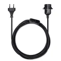 Produktbild: kwmobile E27 Lampenfassung mit Schalter - 5m Textilkabel - E 27 Fassung Netzkabel mit Schraubring Schalter - Lampenaufhängung Lampenkabel Schwarz