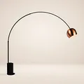 Produktbild: s.luce Ball Design-Bogenlampe Marmorfuß modern Bogenleuchte Stehlampe Stehleuchte, Schirm Kupfer, Basis Schwarz