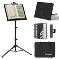 Produktbild: K Kasonic Faltbarer Notenständer, 2-in-1 Zusammenklappbarer Notenständer mit Notenblattmappe, Tragbarer Notenständer-Set für Aufführungen, Notenständer-Tripod für Musikalische Bedürfnisse, Schwarz