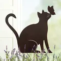 Produktbild: Gilde Gartenstecker Gartendekoration Katze Schmetterling Metall 41cm