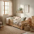 Produktbild: ecomi® Kinderbett 80x160 mit Rausfallschutz Bodenbett Kinder Bett Lattenrost für Kinder Kinderbetten für Mädchen und Jungen Massivholz Kiefer in Natur