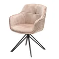 Produktbild: Riess Ambiente riess-ambiente Stuhl EUPHORIA - drehbar champagner greige Samt Armlehne Metallgestell schwarz Esszimmer