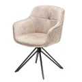 Produktbild: Invicta Interior Drehbarer Design Stuhl Euphoria Champagner Greige Samt im Retrostil mit Ziersteppung Esszimmerstuhl