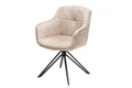 Produktbild: Drehstuhl Samt Metall in Beige Creme Schwarz mit Lehne Stuhl für Esszimmer Büro