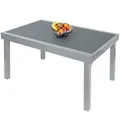 Produktbild: ib style Gartentisch Diplomat XXL, Ausziehbar 135-270 cm, Outdoor, Aluminium Esstisch, Gartenmöbel, Große Tischplatte aus Sicherheits Glas, Silber Anti Fingerprint