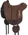 Produktbild: Equinate Reitpad Hamilton aus synthetischem Wildleder Pony Braun - Bareback Pad mit pflegeleichter Neopren Unterseite - Reitkissen Baumloser Sattel