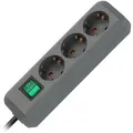 Produktbild: Brennenstuhl Steckdosenleiste Eco-Line, 1,5m Kabel, 3-fach in silbergrau mit Schalter