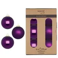 Produktbild: 6 Weihnachtskugeln Glas 10cm matt & glänzend Christbaumkugeln Weihnachtsbaumkugeln Groß Christbaumschmuck Weihnachtsbaumschmuck Deko Lila Purpur