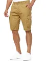 Produktbild: Indicode Herren Blixt Cargo Shorts mit 6 Taschen und Gürtel aus 100% Baumwolle | Männer Amber, XL