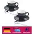 Produktbild: Edel und Praktisch: Porzellan Espressotassen Set mit Löffeln, 80 ml, Schwarz