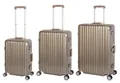 Produktbild: 3er Reisekoffer Set - Hartschalen Polycarbonat Alu Koffer Trolley TSA-Schloss 4 Rollen Reise Urlaub Travelhouse London Koffer - Kofferset S+M+L, gold