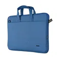 Produktbild: Trust Bologna Slim Laptop Eco Tasche bis 16 Zoll aus Recyceltem Kunststoff, mit Schultergurt, Nachhaltige Umhängetasche für Reisen, Business, Büro, Schule - Blau