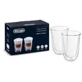 Produktbild: De'Longhi Doppelwandige Latte Macchiato Gläser DLSC312, für kalte und warme Getränke, widerstandsfähiges Borosilikatglas, Spülmaschinenfest, 2er Set, 330 ml
