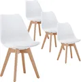 Produktbild: DEULINE® Esszimmerstühle Essstühle Esszimmerstuhl SGS Massivholz Polsterstuhl Stühle OSLO 4er-Set WEISS 521249