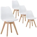 Produktbild: Deuline Esszimmerstühle 28mm stärke Massivholzbeine Polsterstuhl Eesszimmer Stuhl Oslo 4er-Set Weiss 521249
