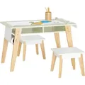 Produktbild: SoBuy KMB92-GR Kindertisch mit 2 Stühlen Kindersitzgruppe mit Stauraum Spieltisch Kinder multifunktionaler Aktivitätstisch für Kinder