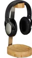 Produktbild: Relaxdays Kopfhörer Ständer, Bambus, Metall, Headset Halterung On & Over Ear Kopfhörer, Ablage, elegantes Design, natur