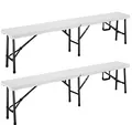 Produktbild: CASARIA® 2er Set Bierbank Klappbar 8 Personen 183cm Kunststoff Klappbank Faltbar Biergarten Campingbank Bierbänke Bierbankgarnitur Gartenbank Weiß