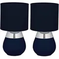 Produktbild: Relaxdays 2Xtischlampe, Dunkelblau, Kunststoff, Textil, Metall, Rund, 18x32x18 cm, Lampen & Leuchten, Innenbeleuchtung, Tischlampen, Tischlampen